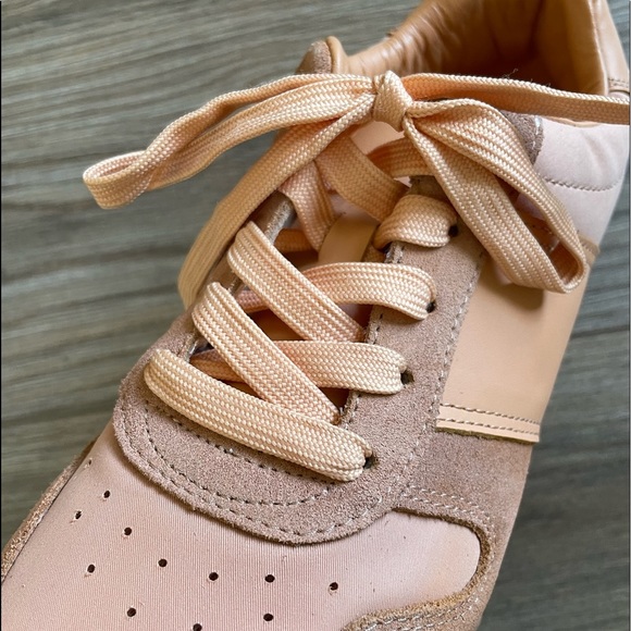 Club Monaco Zoe Leather Peach Sneakers | 8 - Picture 7 of 12